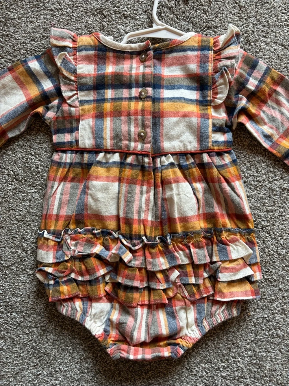 Ruffle Butts Plaid Bubble Romper with Tights